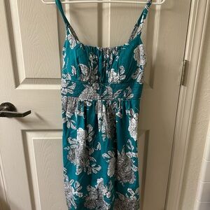 dressbarn Teal and White Floral Mini Dress